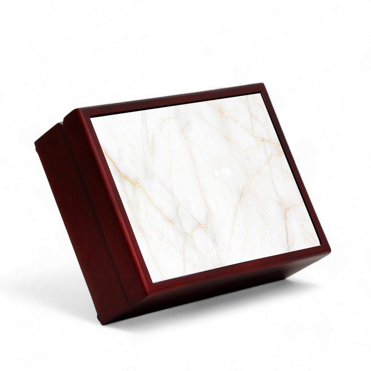 SUBLIMART: Wood Box Lined large wood box with printed tile - Carara Gold Marble