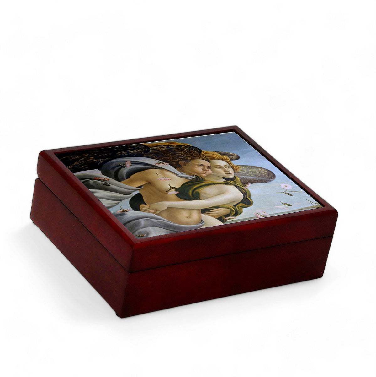 SUBLIMART: Wood Box Lined large wood box with printed tile - Opera "The Birth of Venus Top Detail" by Sandro Botticelli