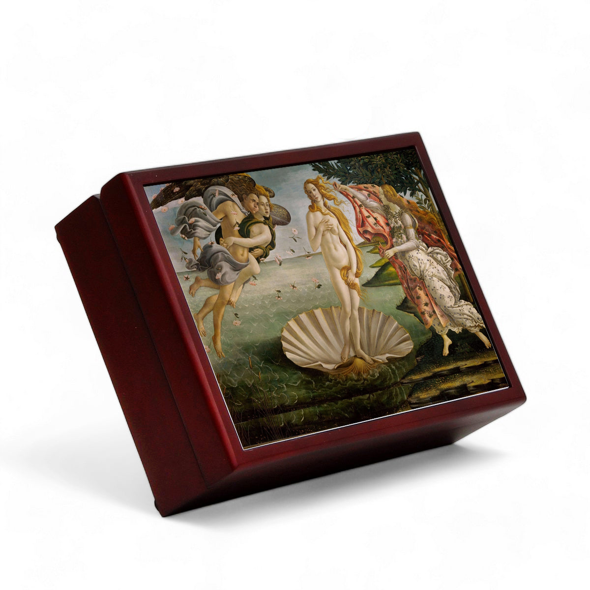 SUBLIMART: Wood Box Lined large wood box with printed tile - Opera "The Birth of Venus" by Sandro Botticelli