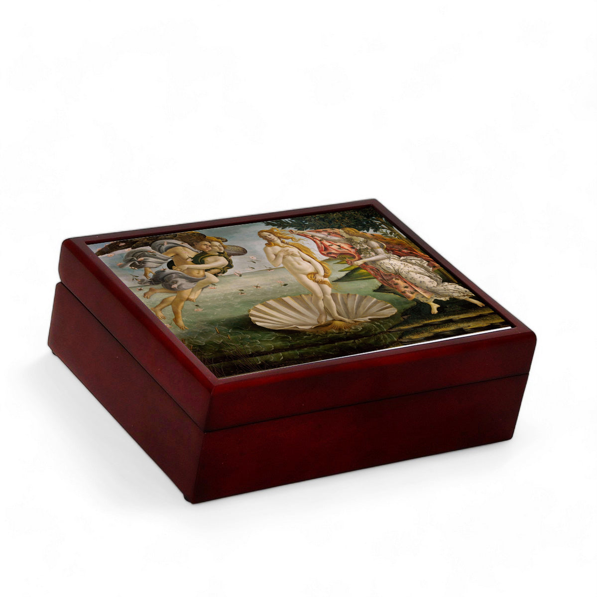 SUBLIMART: Wood Box Lined large wood box with printed tile - Opera "The Birth of Venus" by Sandro Botticelli