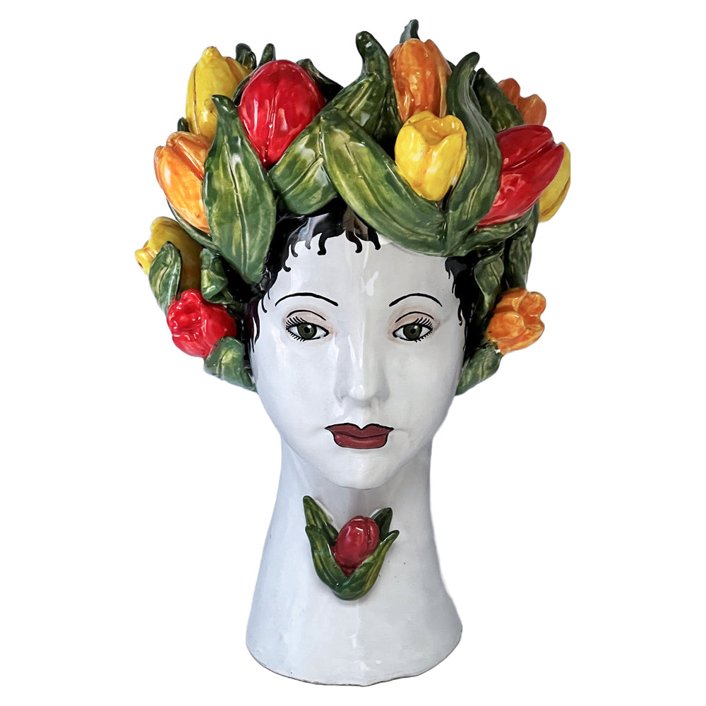DONATELLO HEADS: Ceramic Head Vase - Tulips Decor - tops-selection.shop