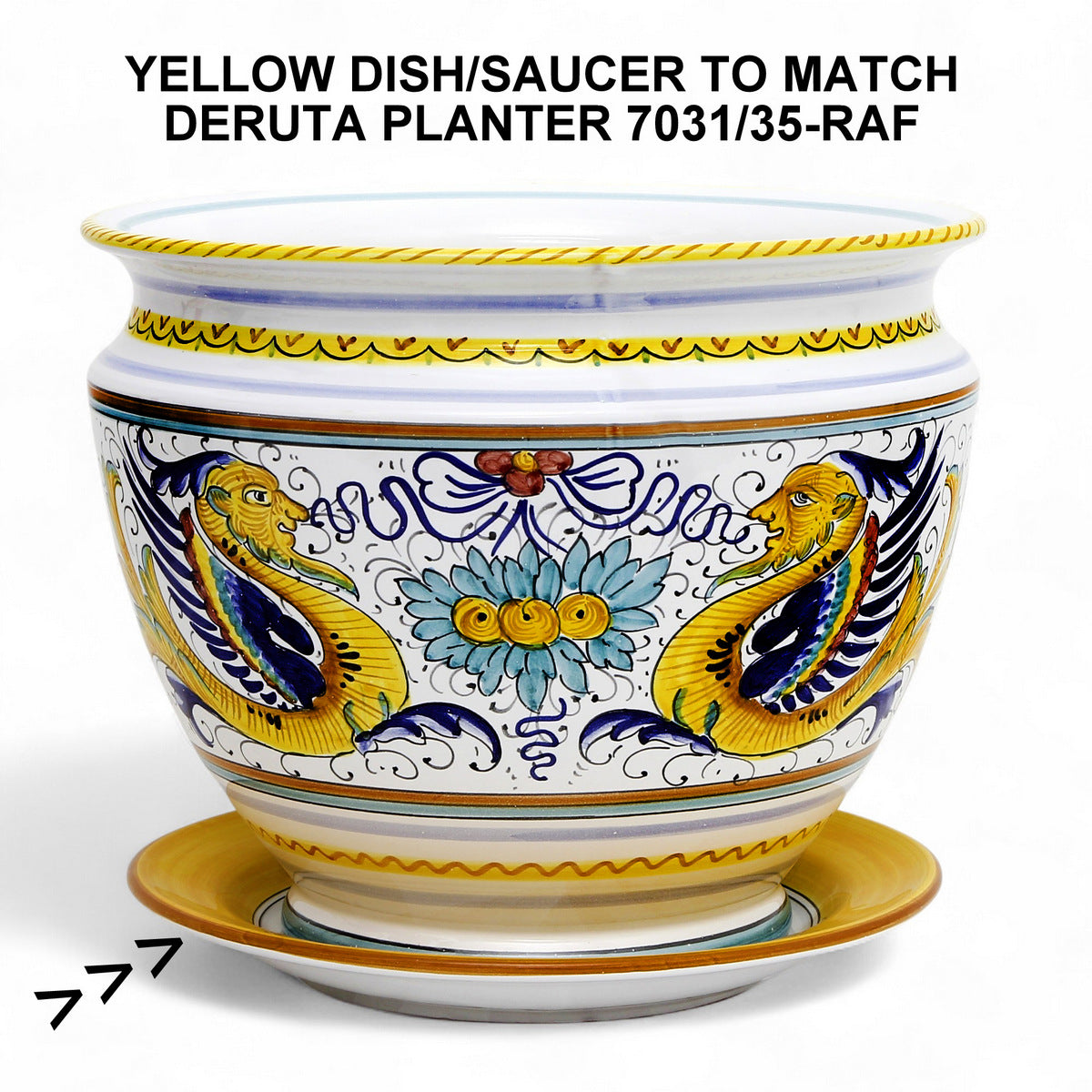 MONOCOLORE: Hand Painted Tray/Saucer for Large Deruta Planters (7031/35) YELLOW/ORANGE