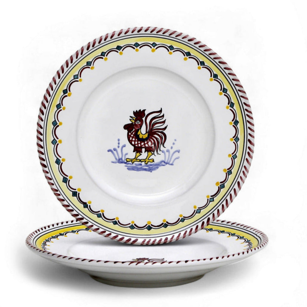 ORVIETO RED ROOSTER SIMPLE: Pasta/Soup Rimmed Bowl Plate