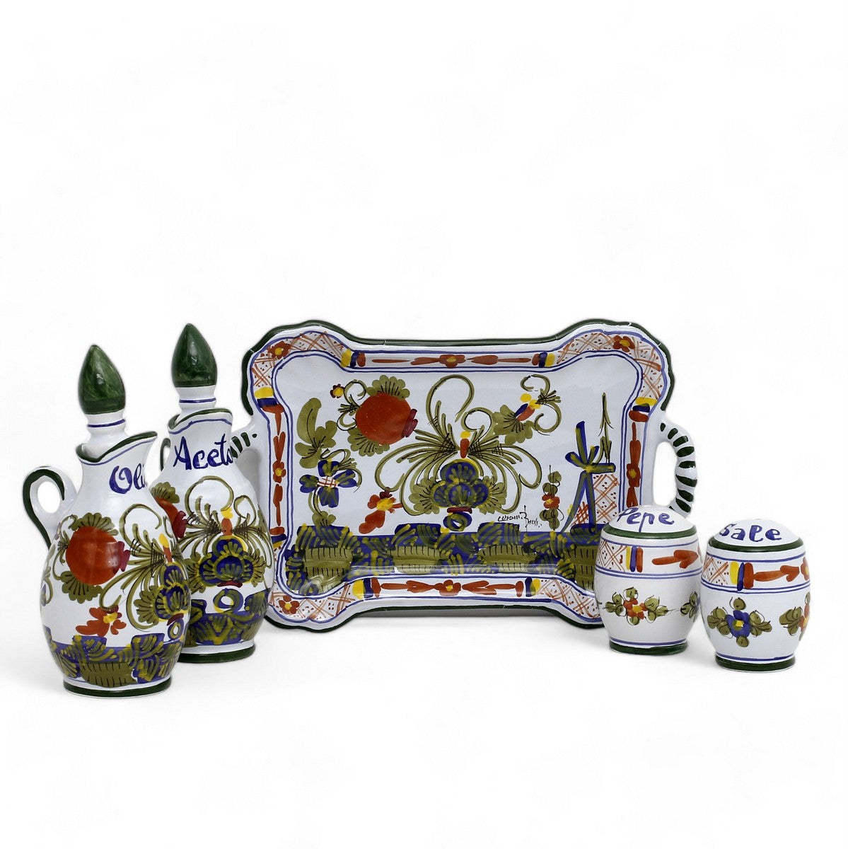 FAENZA-CARNATION: Oil and Vinegar Salt and Pepper menage [R]