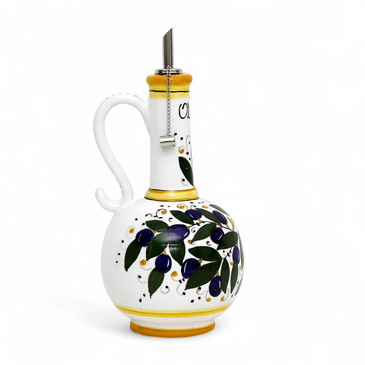 GIFT BOX: With authentic Deruta hand painted ceramic - OLIVA: OLIVE OIL BOTTLE DISPENSER DERUTA