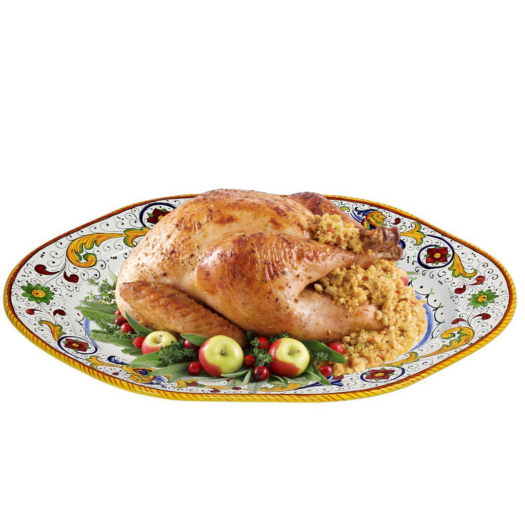 RAFFAELLESCO DELUXE: Hexagonal Extra Large Hexagonal Serving Oval Turkey/Ham Platter