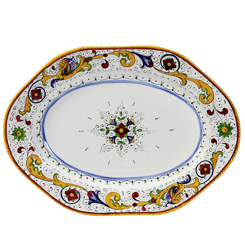 RAFFAELLESCO DELUXE: Hexagonal Extra Large Hexagonal Serving Oval Turkey/Ham Platter