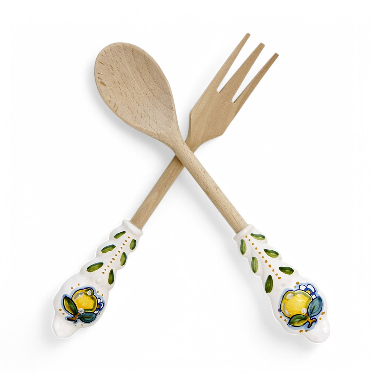 GIFT BOX: Deruta Ceramic and Hard Wood Serving Utensils Set - Positano Lemons Design