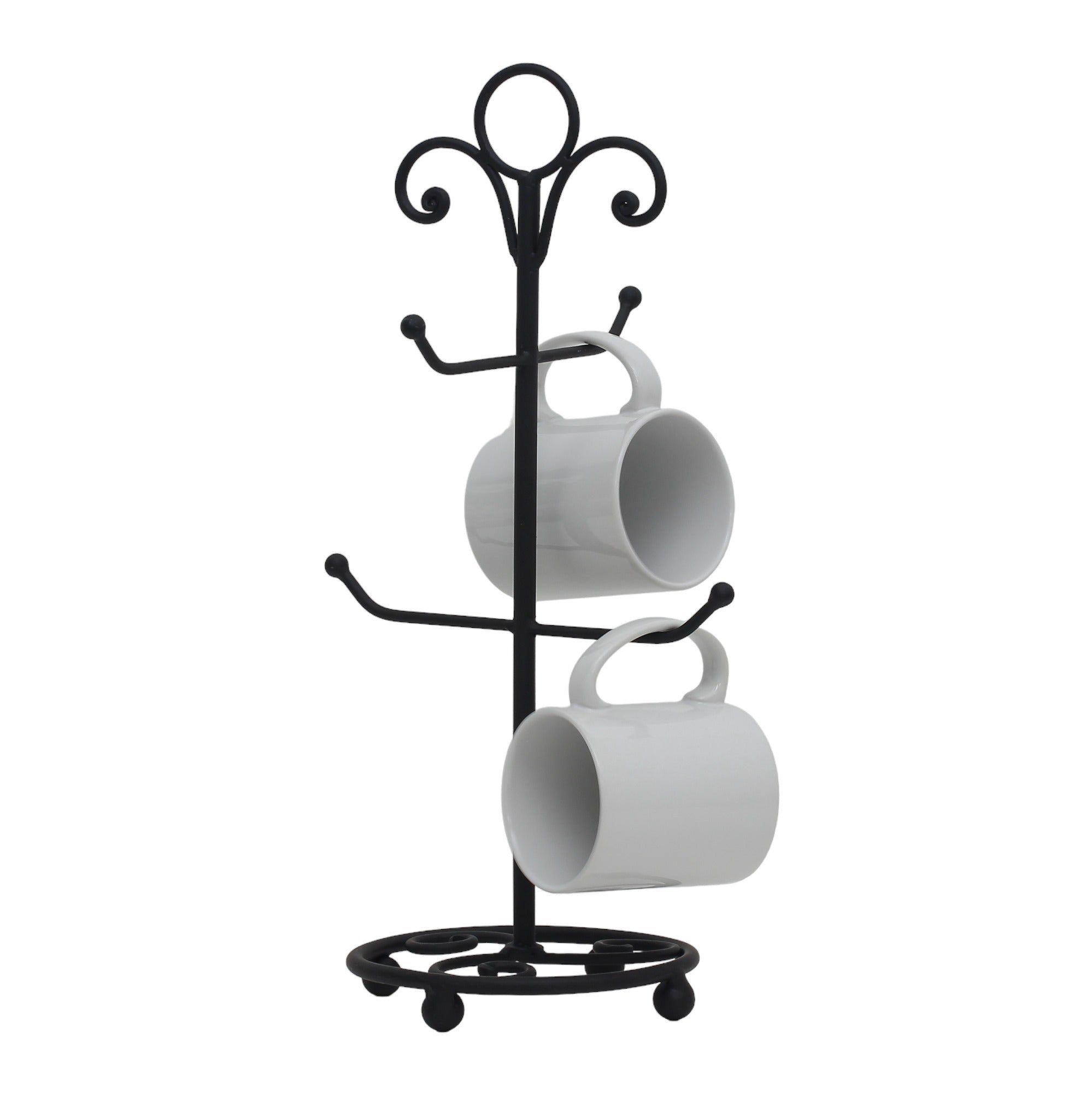 METAL STAND: Four Arms Mug Iron Stand Tree (Black)