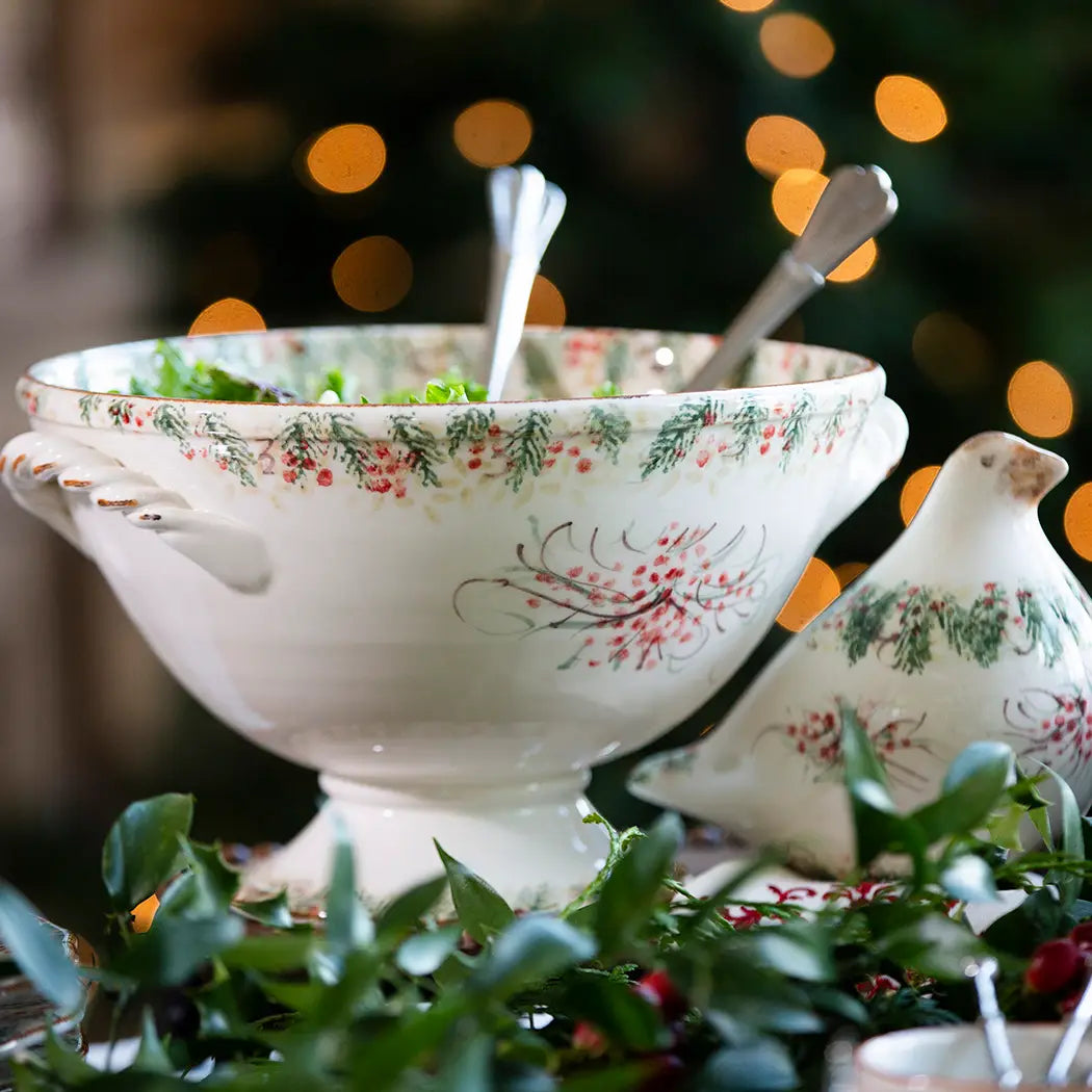 ARTE ITALICA: Natale Footed Bowl with Handles - tops-selection.shop