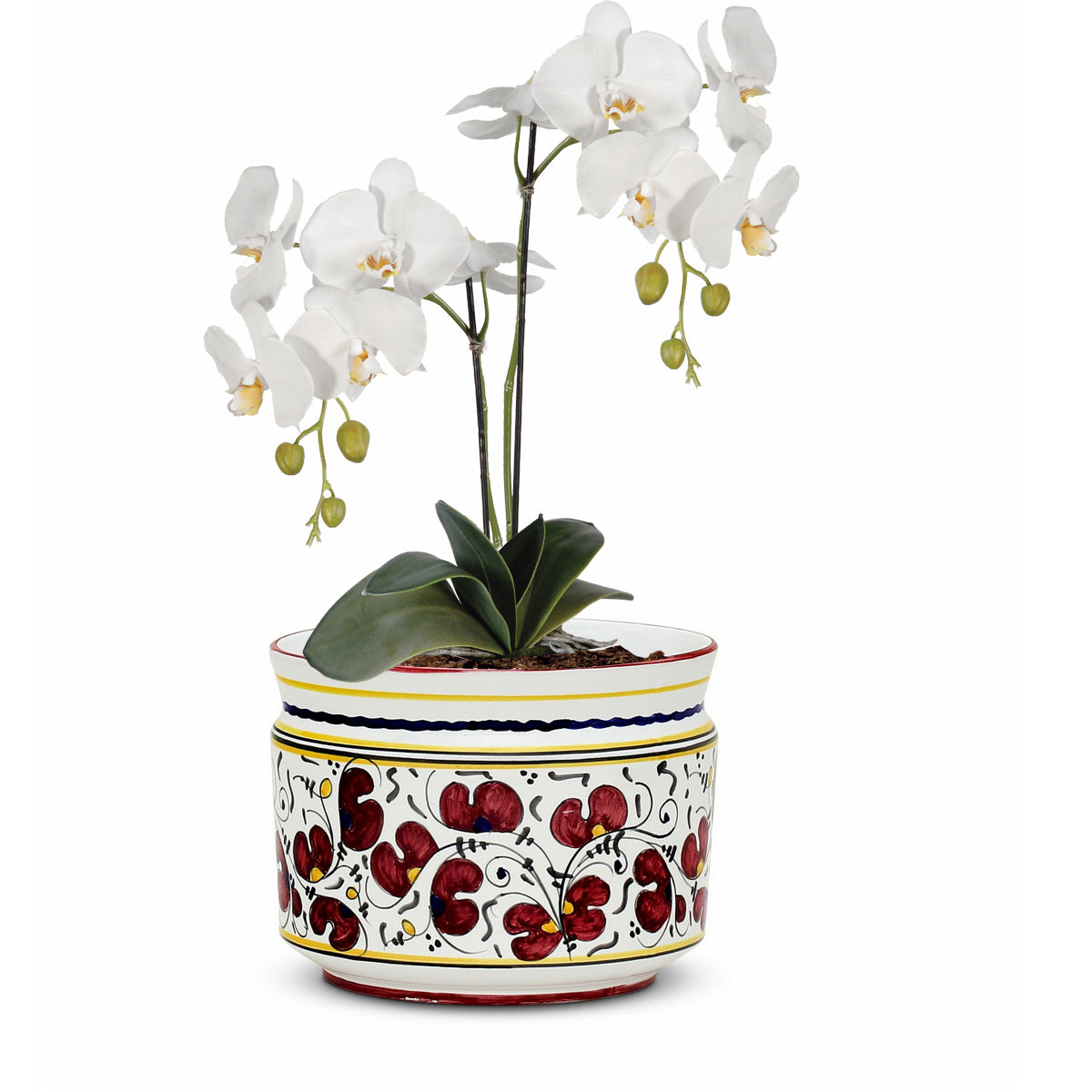 ORVIETO RED ROOSTER: Cylindrical Cover Pot - Cachepot Planter (Small) - tops-selection.shop
