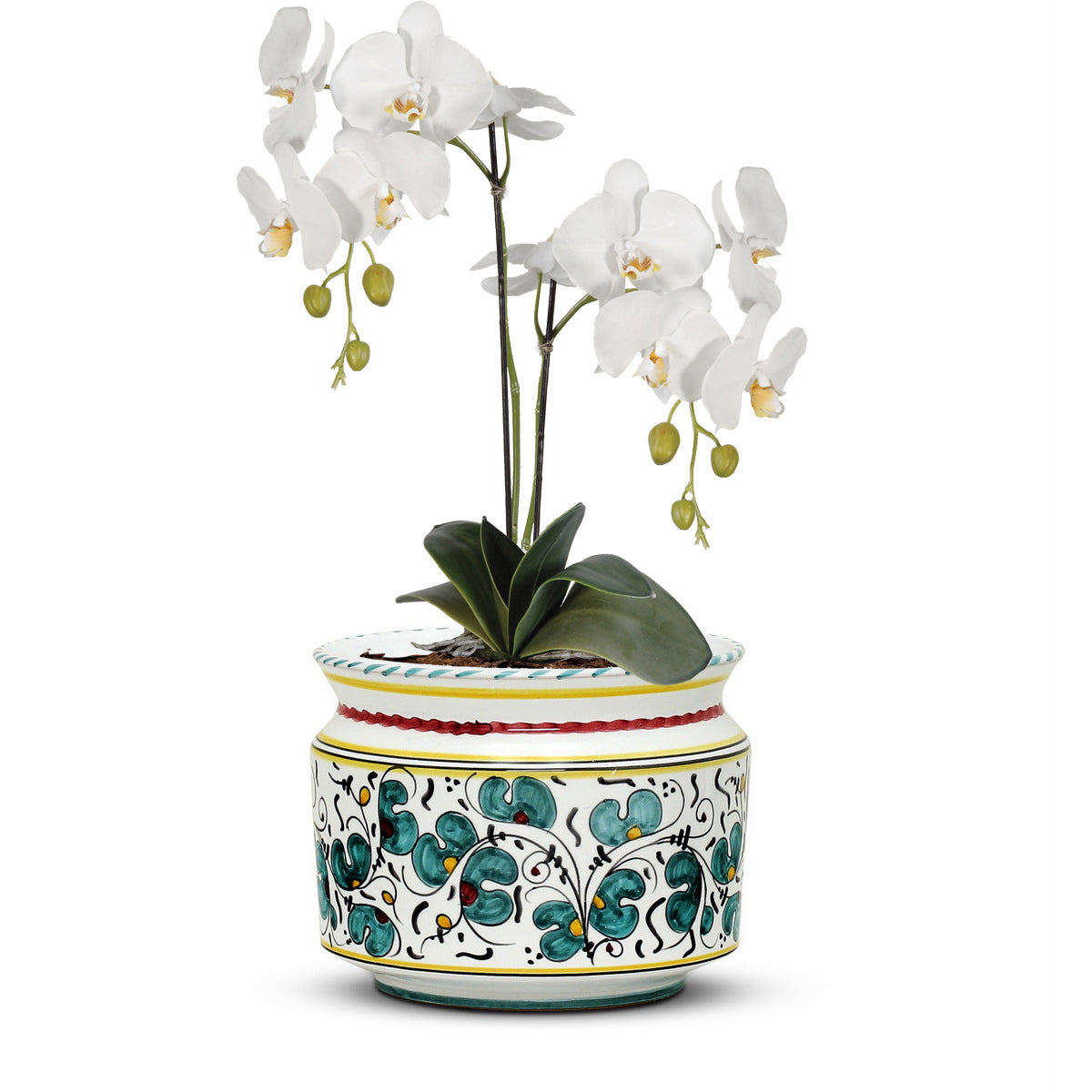 ORVIETO GREEN ROOSTER: Cylindrical Cover Pot - Cachepot Planter (Small) - tops-selection.shop