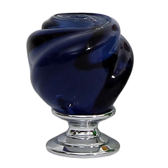 JEWERLY BOX: Authentic Deruta Keepsake Oval Box with Murano Knob - DERUTA FONDO BLU design