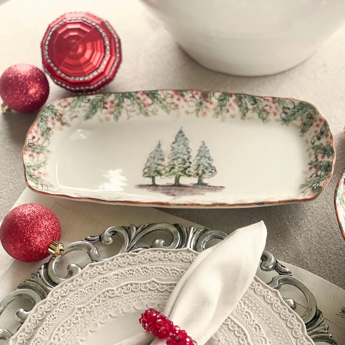 ARTE ITALICA: Natale Rectangular Tray - tops-selection.shop