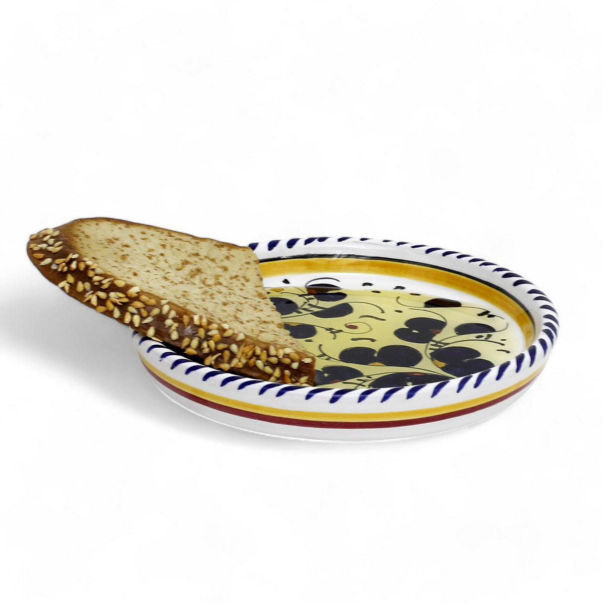 ORVIETO BLUE ROOSTER: Deruta Dipping Bowl/Coaster