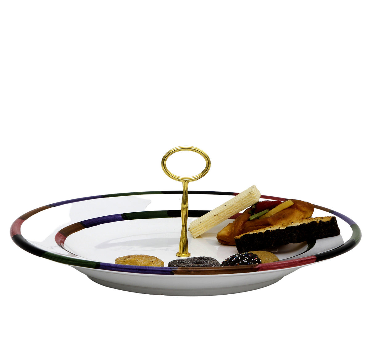 CIRCO: Tid Bit Server Large Plater with Golden or Chrome Oval Metal Handle - tops-selection.shop