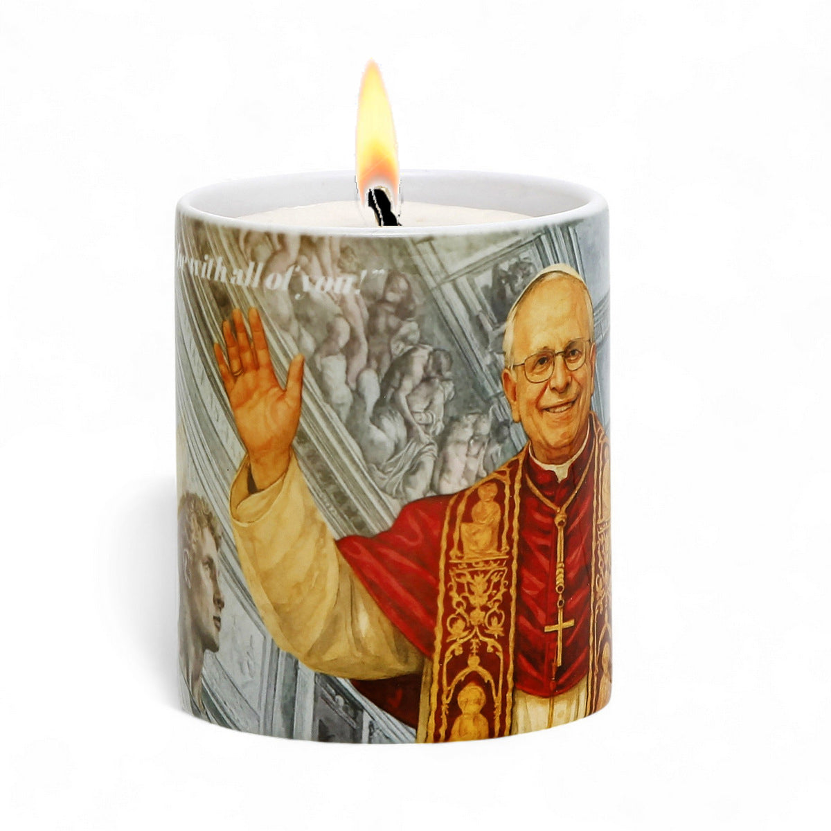 Commemorative Candle Pope Leo XIV – Porcelain Tumbler with Soy Wax