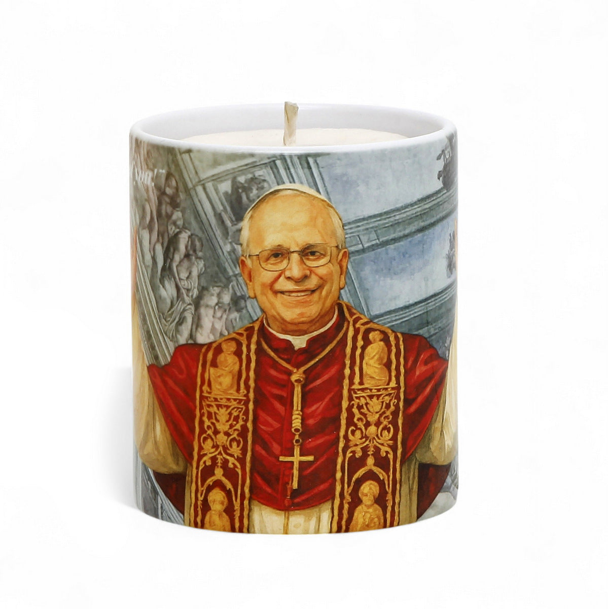 Commemorative Candle Pope Leo XIV – Porcelain Tumbler with Soy Wax