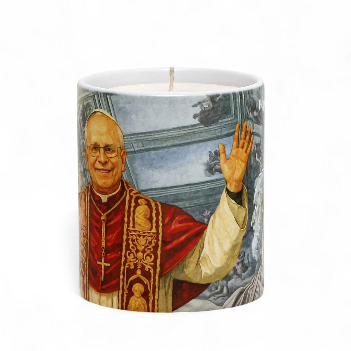 Commemorative Candle Pope Leo XIV – Porcelain Tumbler with Soy Wax