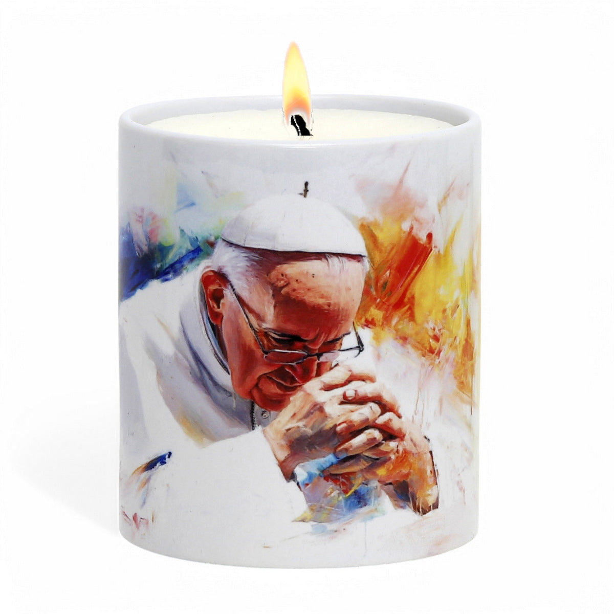 Pope Francis Prayer Candle – Porcelain Tumbler with Soy Wax & Healing Blessing