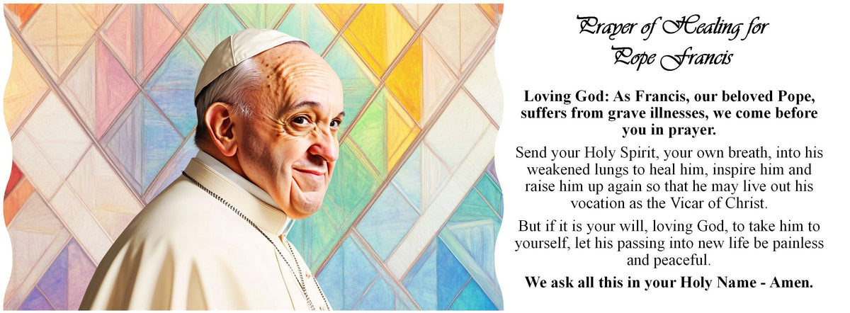 SUBLIMART: Prayer Candle - Porcelain Soy Wax Candle Pope Francis Healing Prayer (Oración de Sanación)