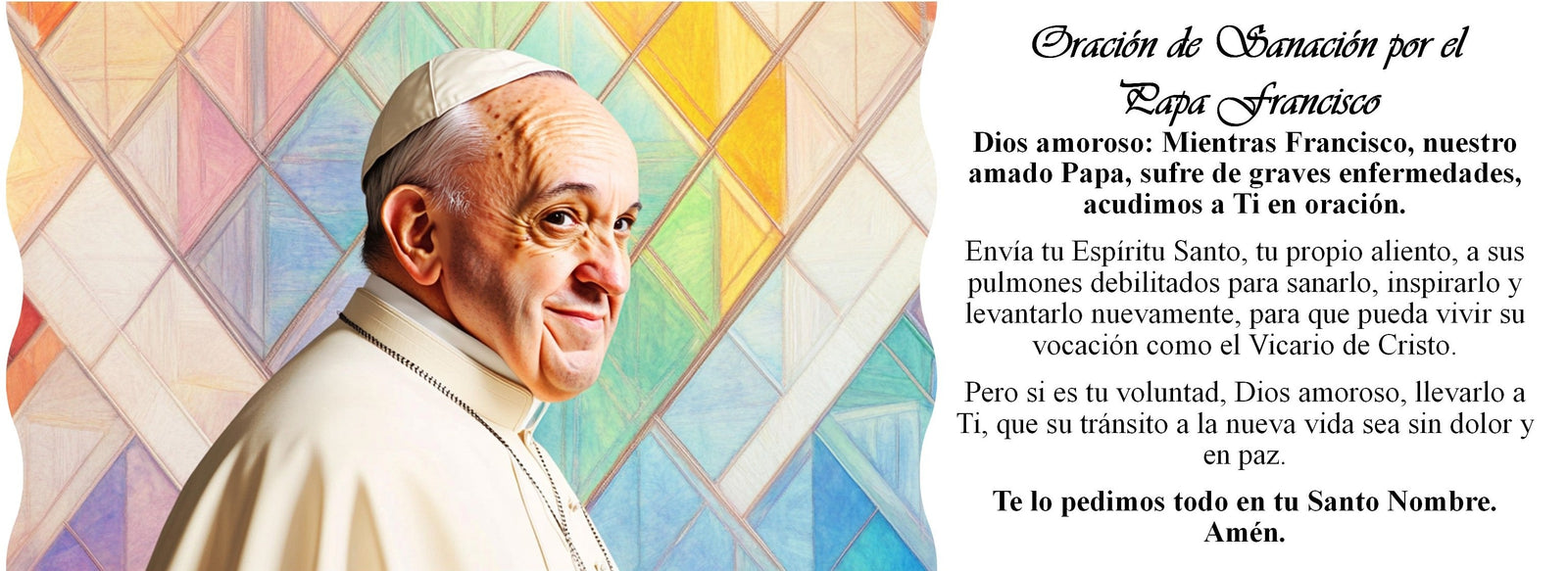 SUBLIMART: Prayer Candle - Porcelain Soy Wax Candle Pope Francis Healing Prayer (Oración de Sanación)