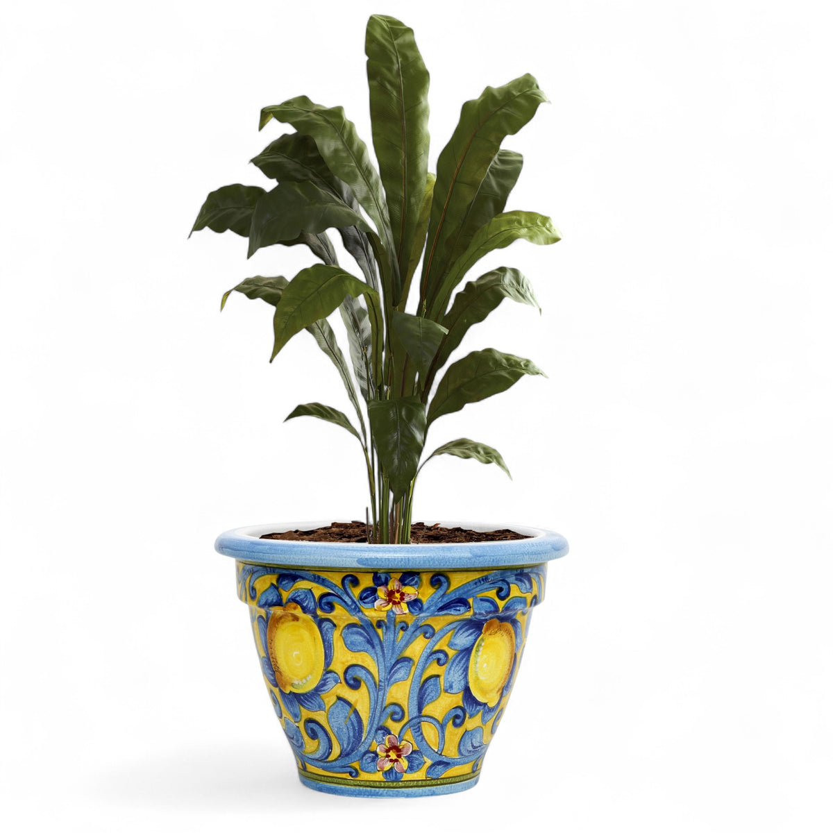 TOSCANA PLANTER: Round Tuscan planter/vase 'Campana' - Strong Terracotta indoor/outdoor freeze resistant - CAPRI TEAL Design