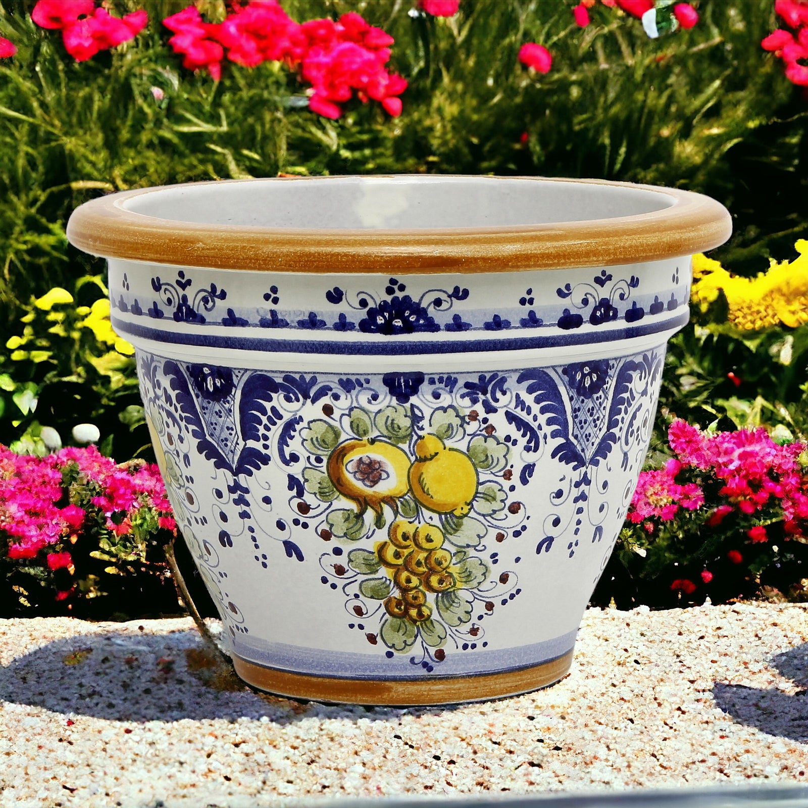 TOSCANA PLANTER: Round Tuscan planter/vase 'Campana' - Strong Terracotta indoor/outdoor freeze resistant - FRUTTINA Design