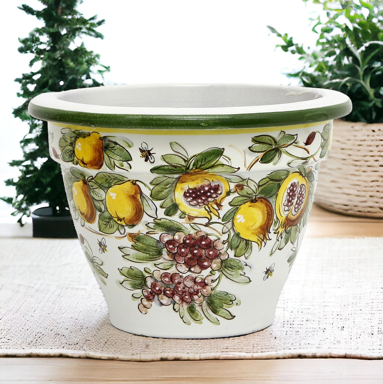 TOSCANA PLANTER: Round Tuscan planter/vase 'Campana' - Strong Terracotta indoor/outdoor freeze resistant - FRUTTA FONDO MIELE LIMONI Design