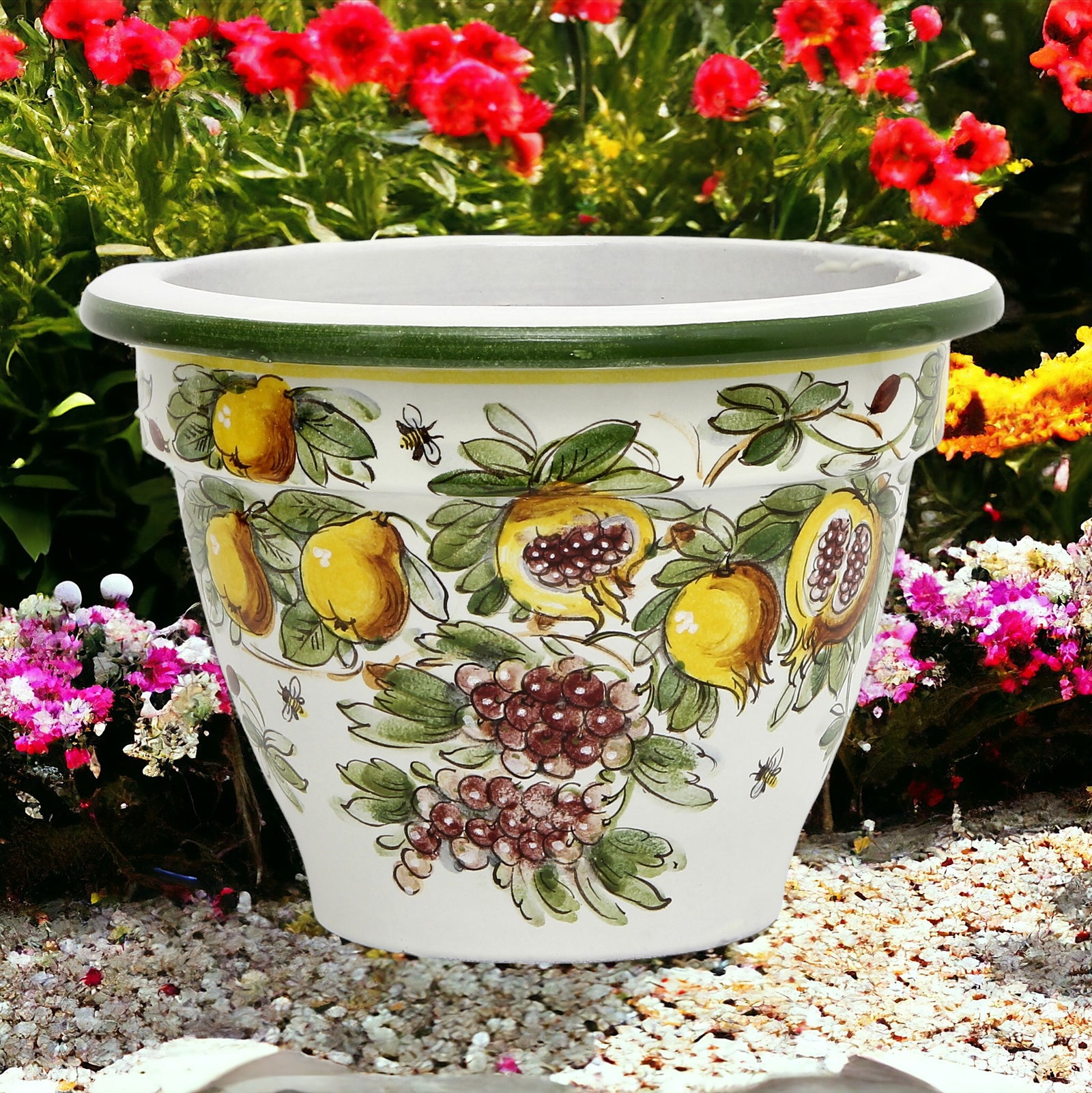 TOSCANA PLANTER: Round Tuscan planter/vase 'Campana' - Strong Terracotta indoor/outdoor freeze resistant - FRUTTA FONDO MIELE LIMONI Design