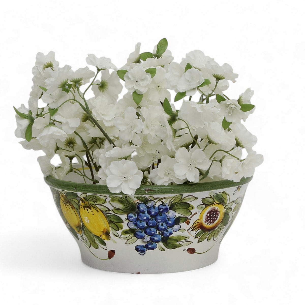 TOSCANA PLANTER CIOTOLA: Medium Round Tuscan Lown Bowl Planter 'Ciotolone' - Strong Terracotta indoor/outdoor freeze resistant - LIMONI FONDO MIELE Design