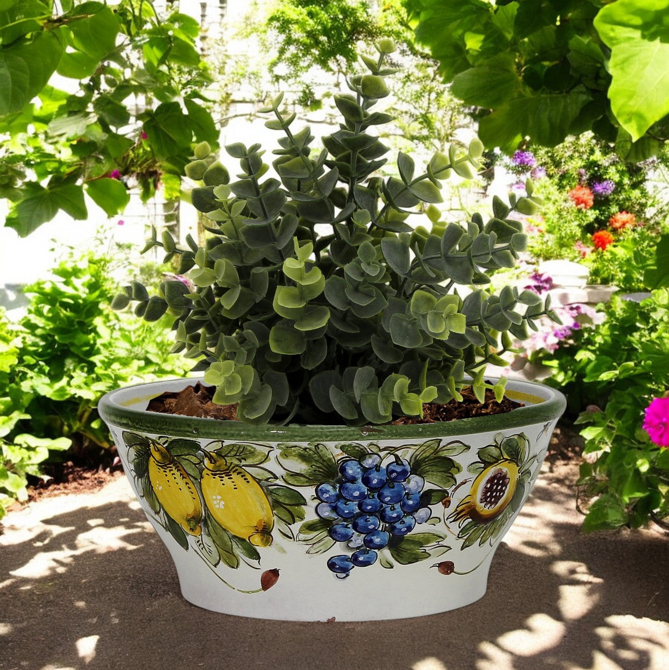 TOSCANA PLANTER CIOTOLA: Large Round Tuscan Lown Bowl Planter 'Ciotolone' - Strong Terracotta indoor/outdoor freeze resistant - LIMONI FONDO MIELE Design