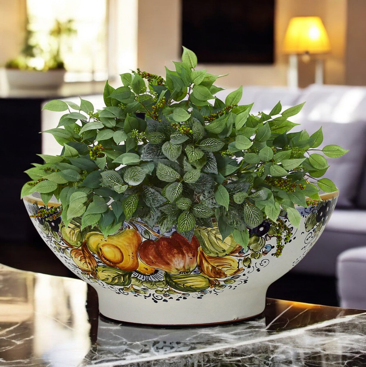 TOSCANA PLANTER CIOTOLA: Large Round Tuscan Lown Bowl Planter 'Ciotolone' - Strong Terracotta indoor/outdoor freeze resistant - FRUTTA Design
