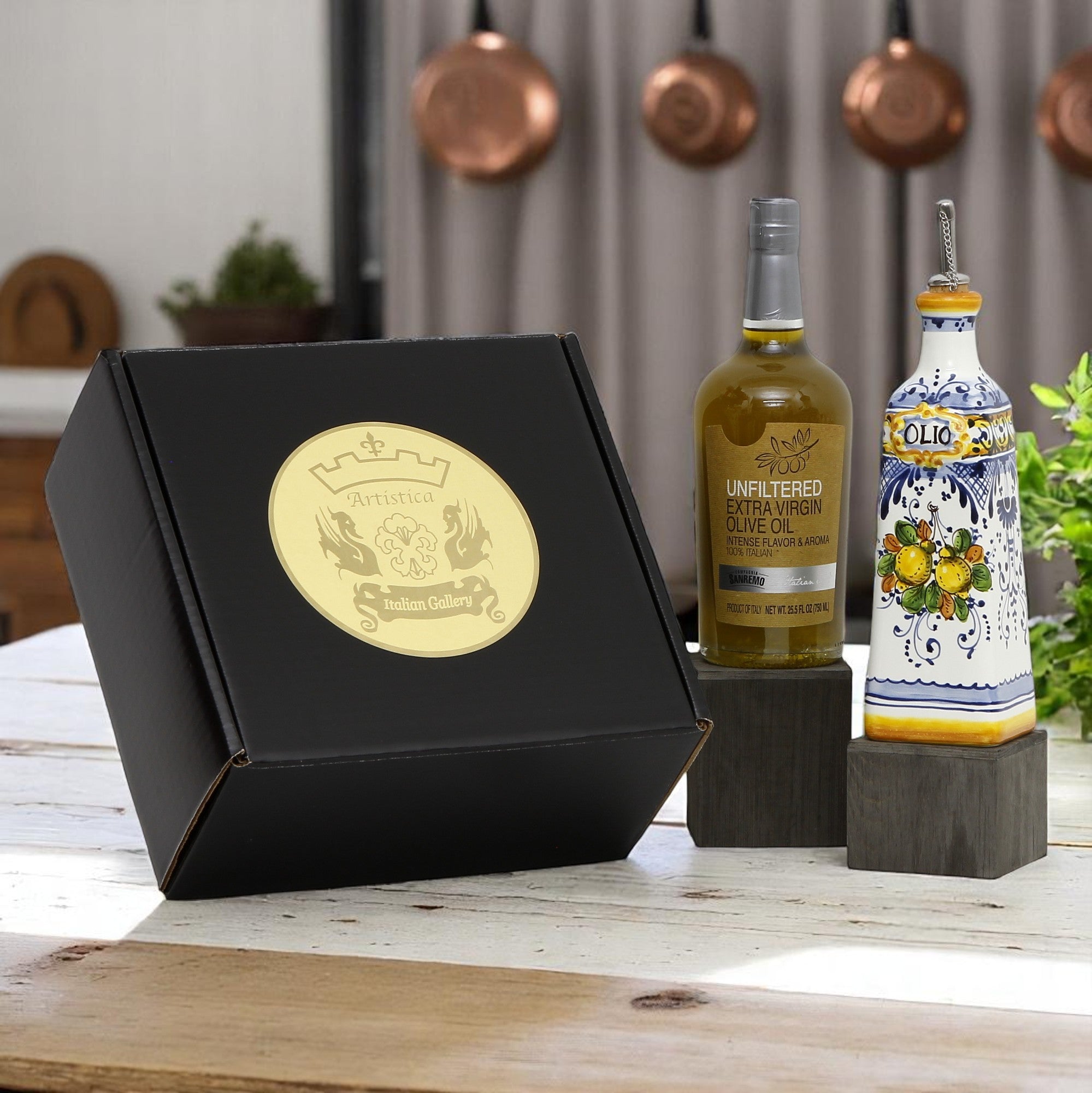 GIFT BOX: With Tuscan Olive Oil Dispenser + EVOO bottle - Limoncini design