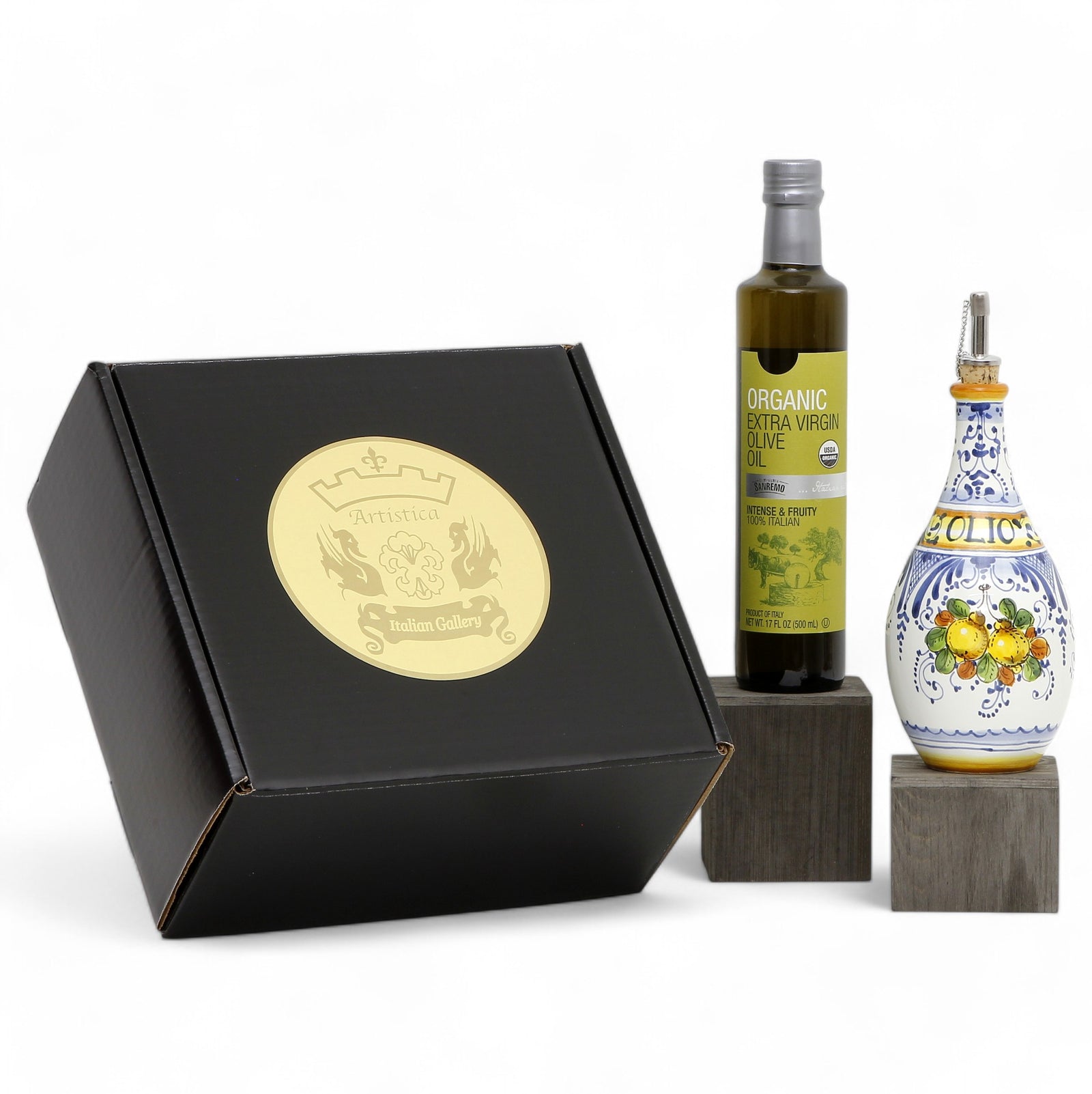 GIFT BOX: With Deruta Olive Oil Dispenser + EVOO bottle -LIMONCINI Design