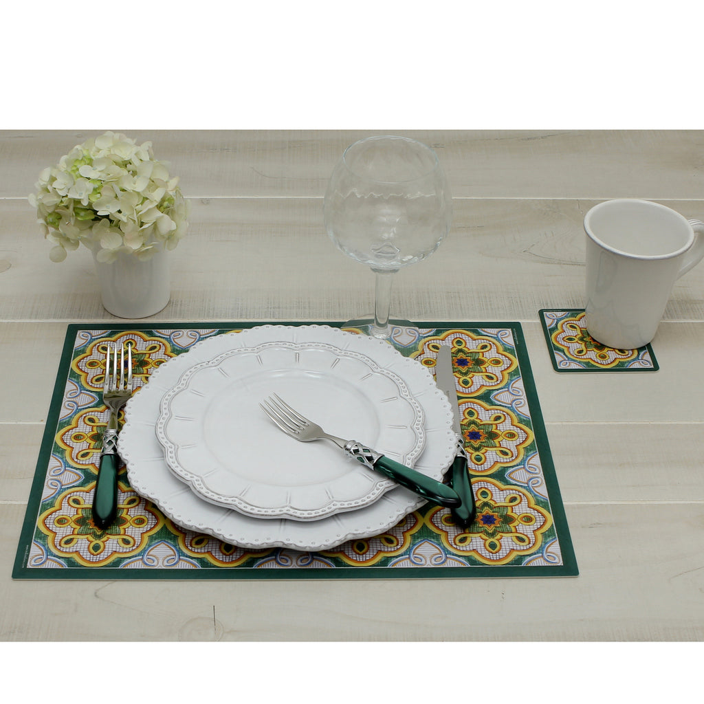 ITALIAN DREAM: Set of 4 Placemats + 4 Coasters - Design VIETRI/D - tops-selection.shop