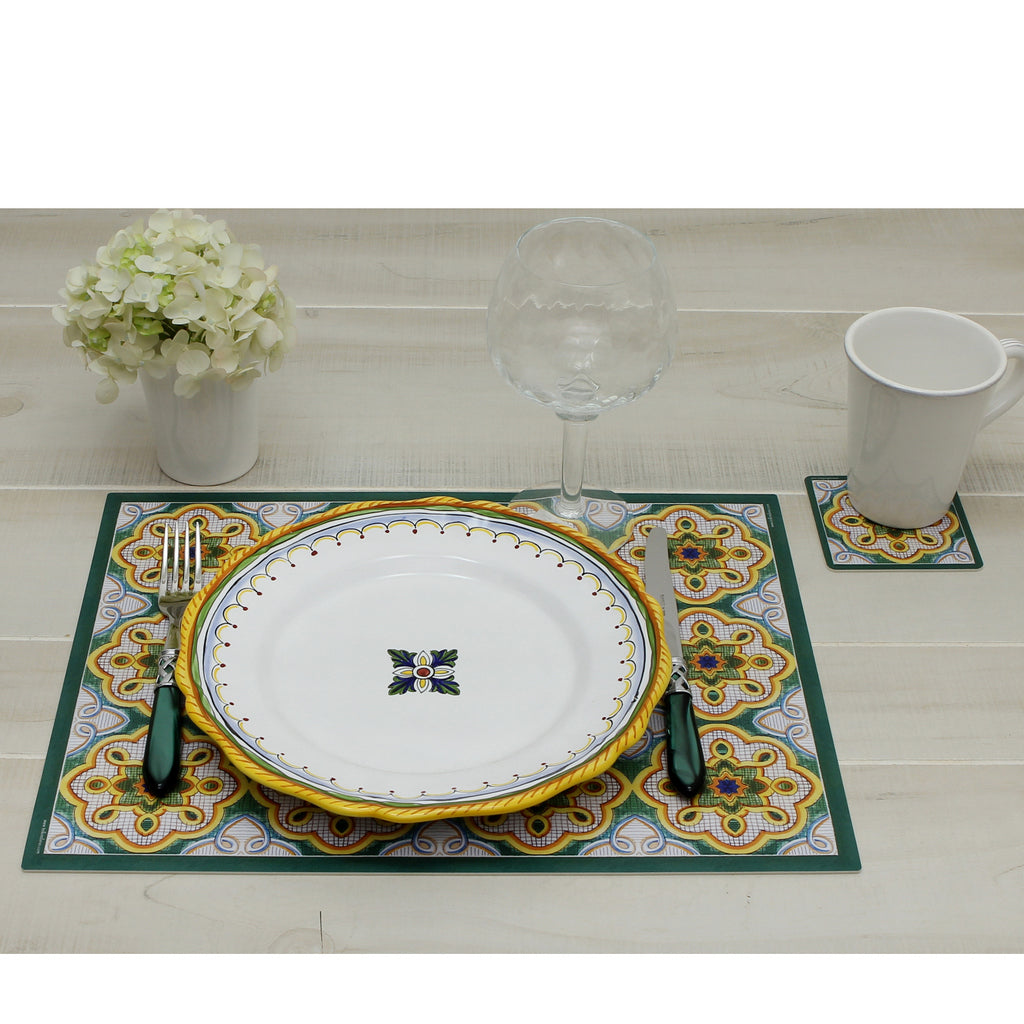 ITALIAN DREAM: Set of 4 Placemats + 4 Coasters - Design VIETRI/D - tops-selection.shop