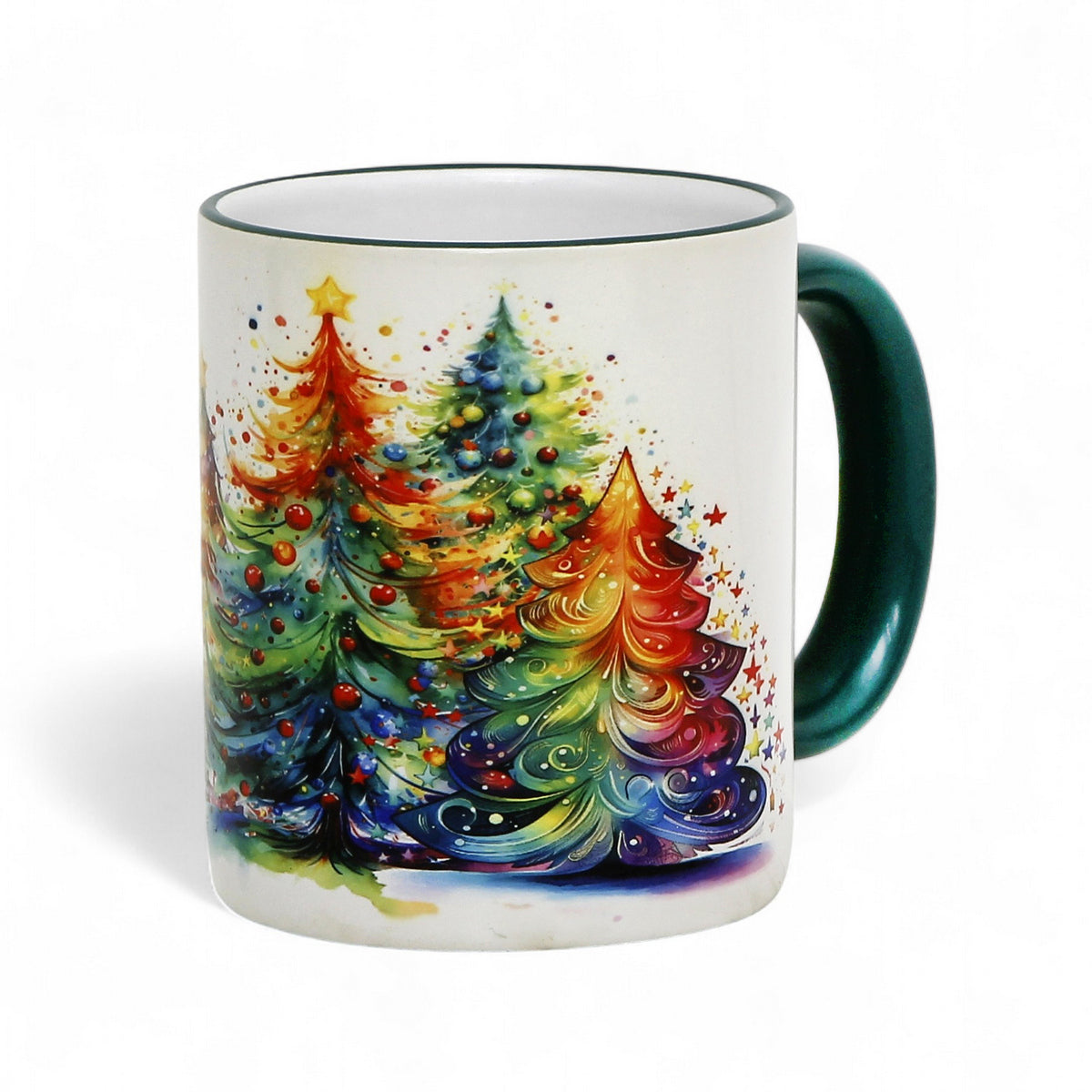 SUBLIMART:  Designer Christmas Ceramic Deluxe Boxed Bundle - 2 Mugs (Red+Green) + 1 Candle