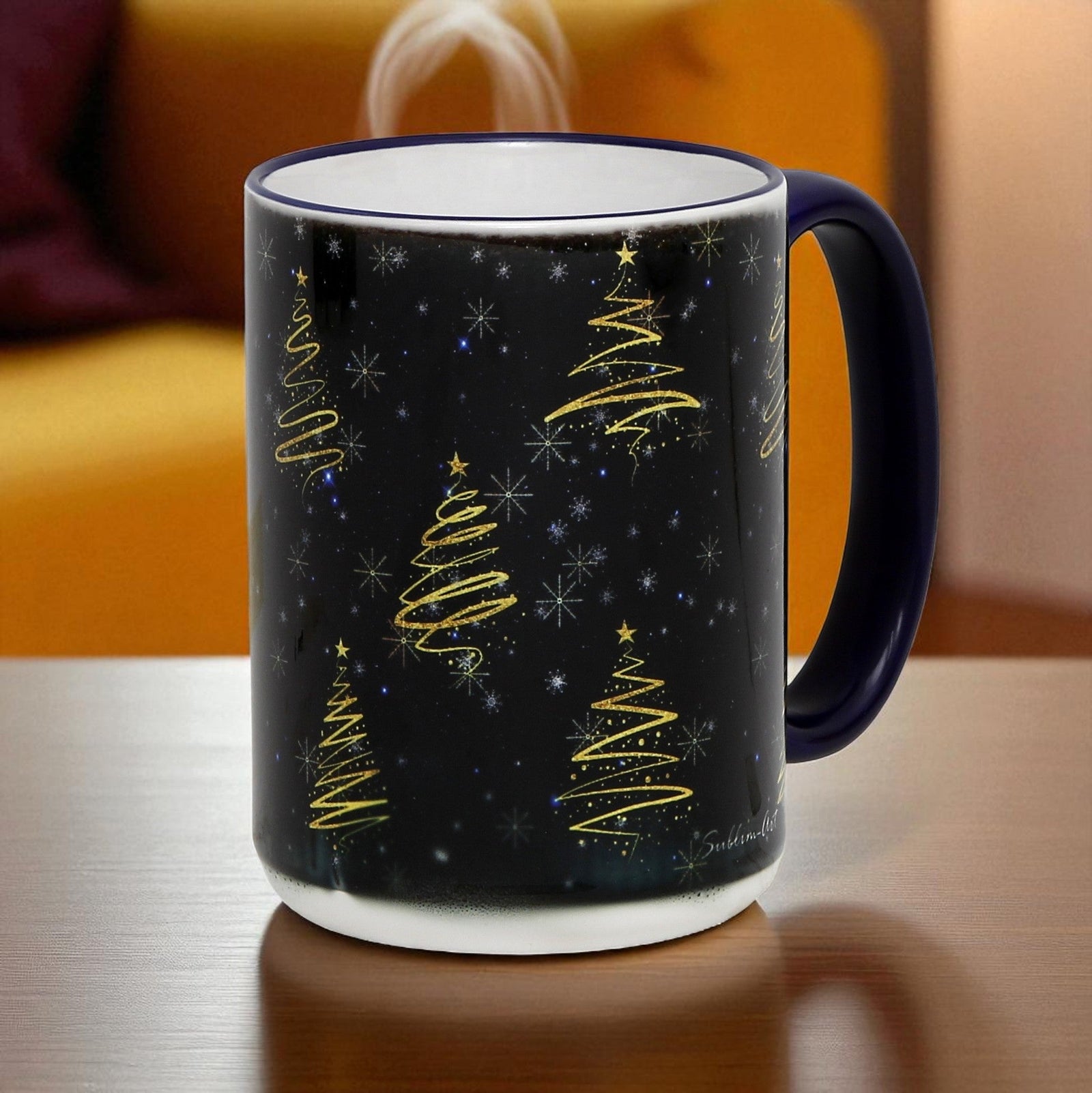 SUBLIMART: Golden Christmas tree 15 Oz Porcelain Mug