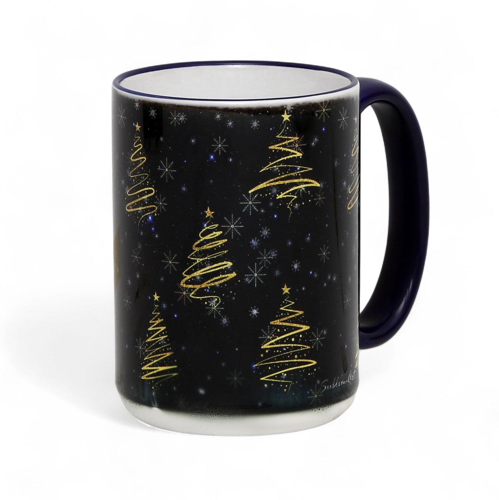 SUBLIMART: Golden Christmas tree 15 Oz Porcelain Mug