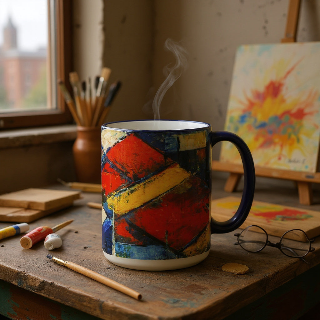 SUBLIMART: Abstract Expressionist 15 Oz Porcelain Mug