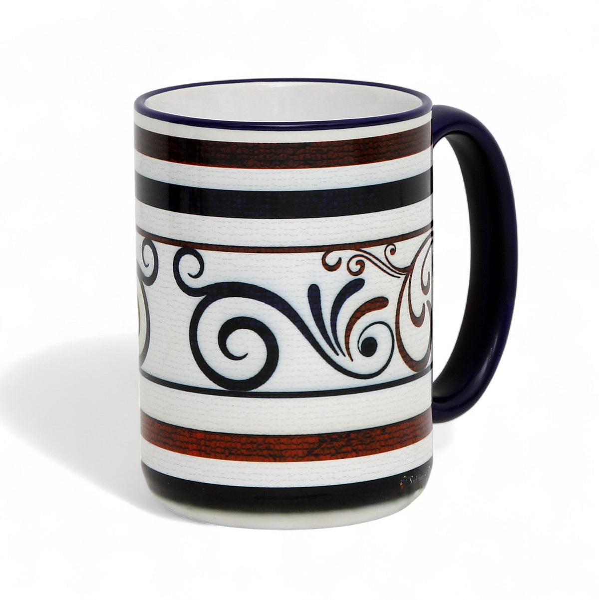 SUBLIMART: The Scroll & Stripe 15 Oz Coffee Mug by Mario Bruno Design