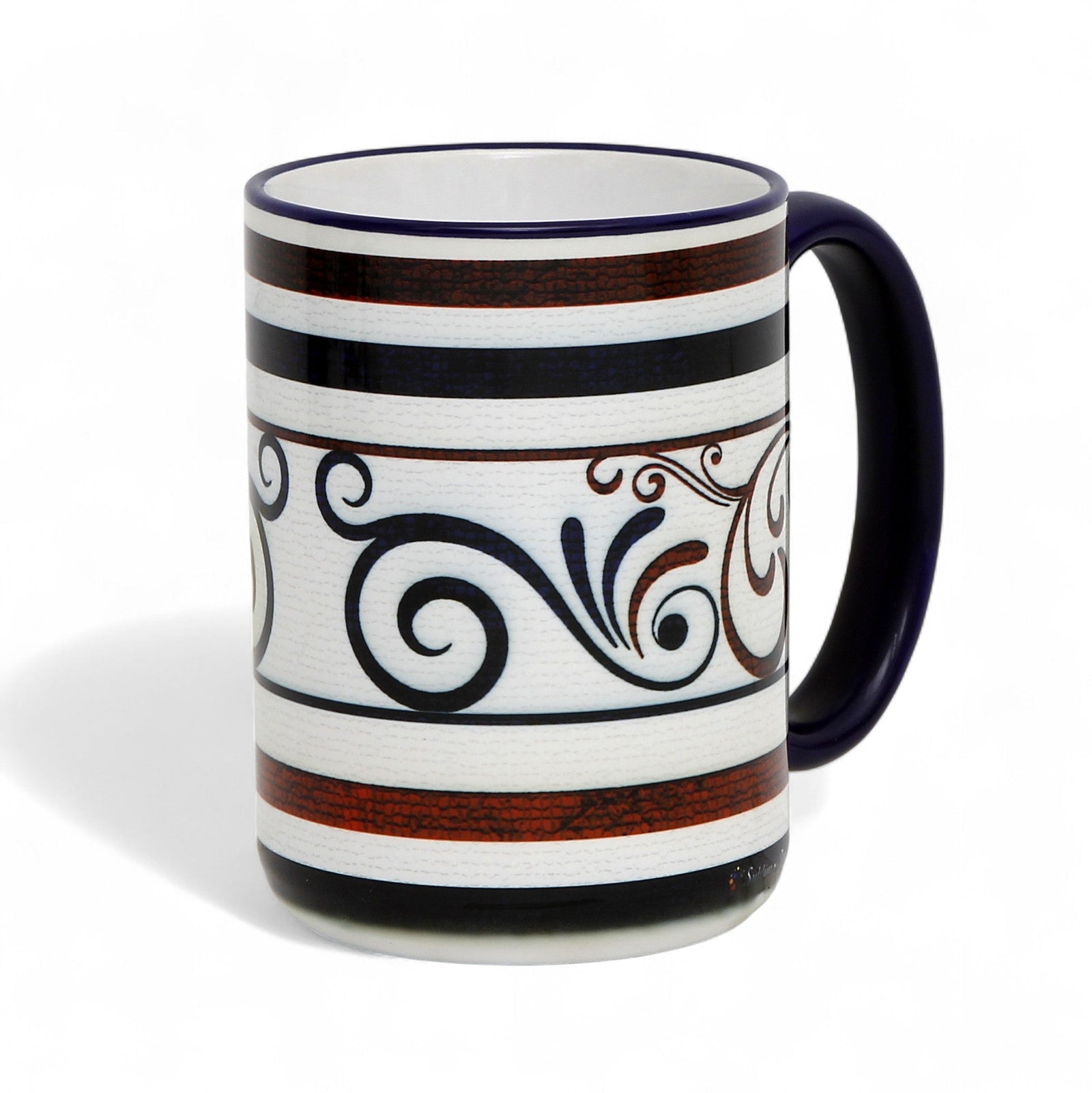 SUBLIMART: The Scroll & Stripe 15 Oz Coffee Mug by Mario Bruno Design