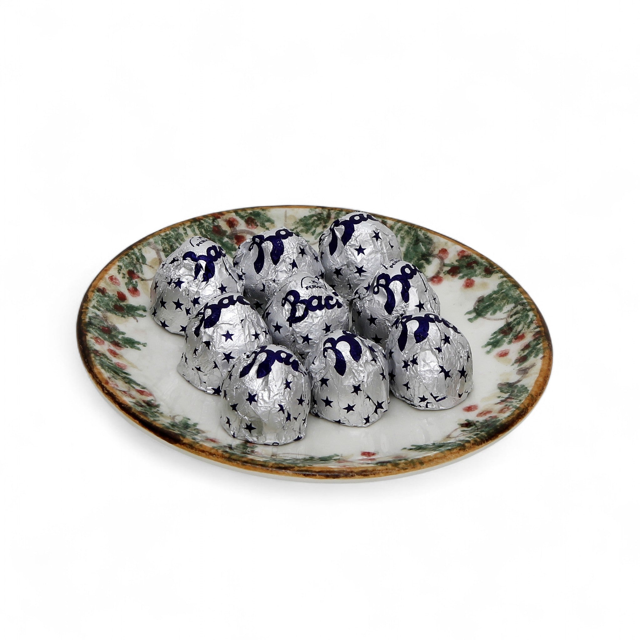 LOVE.ly: ARTE ITALICA Natale Bread / Canapé Plate with 9 Baci Perugina