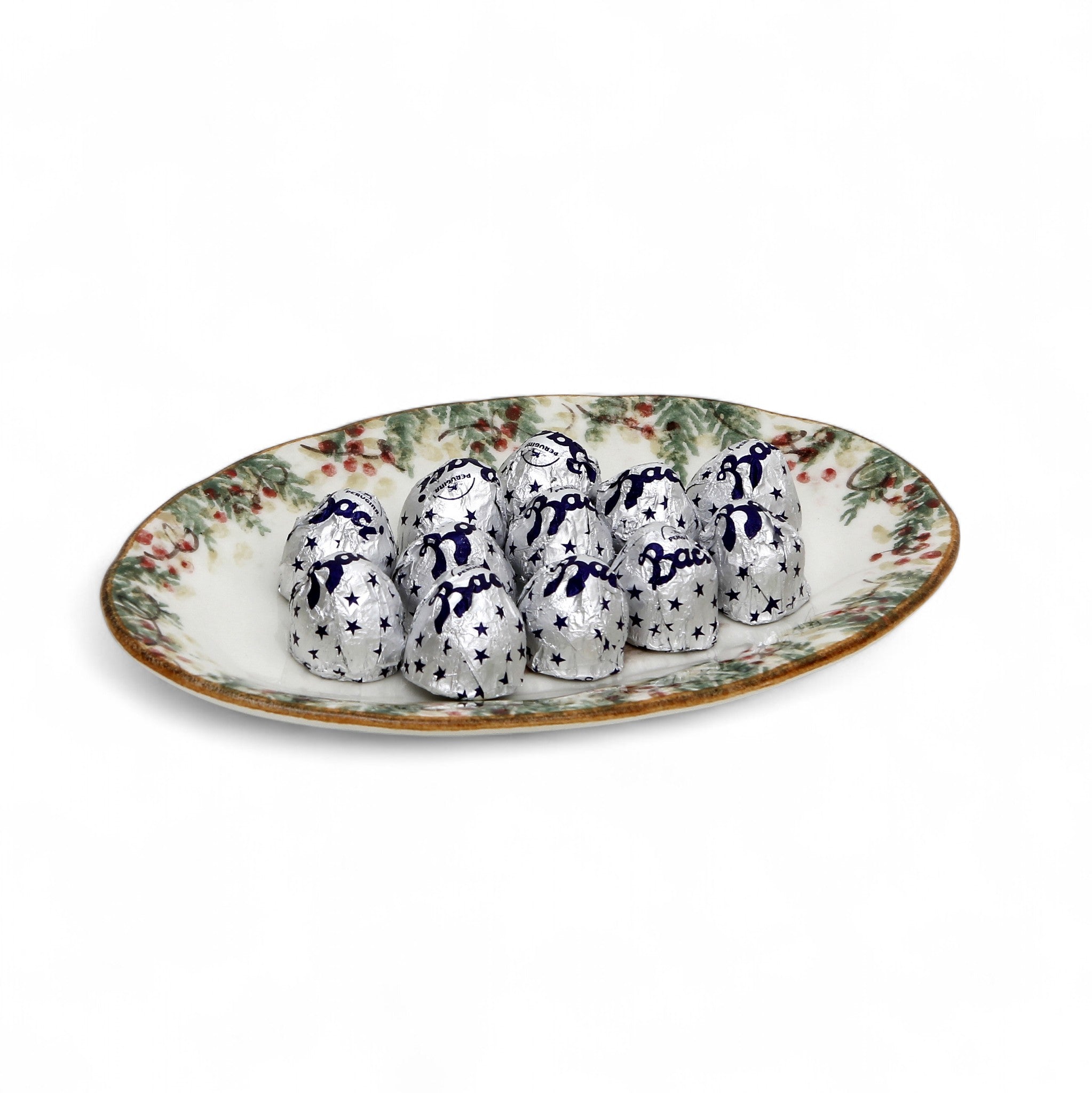 LOVE.ly: ARTE ITALICA Natale Small Oval Tray with 12 Baci Perugina