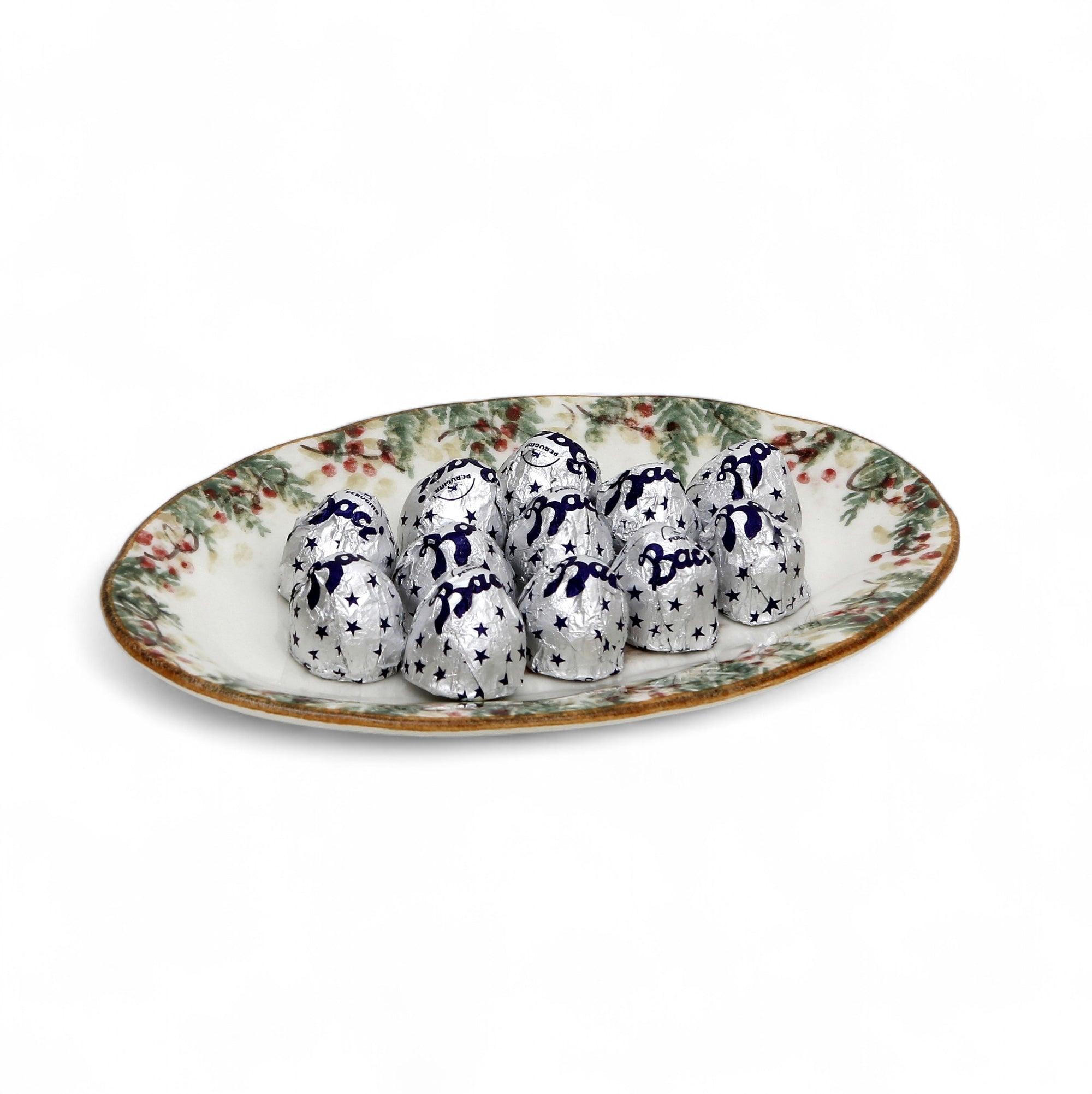 LOVE.ly: ARTE ITALICA Natale Small Oval Tray with 12 Baci Perugina