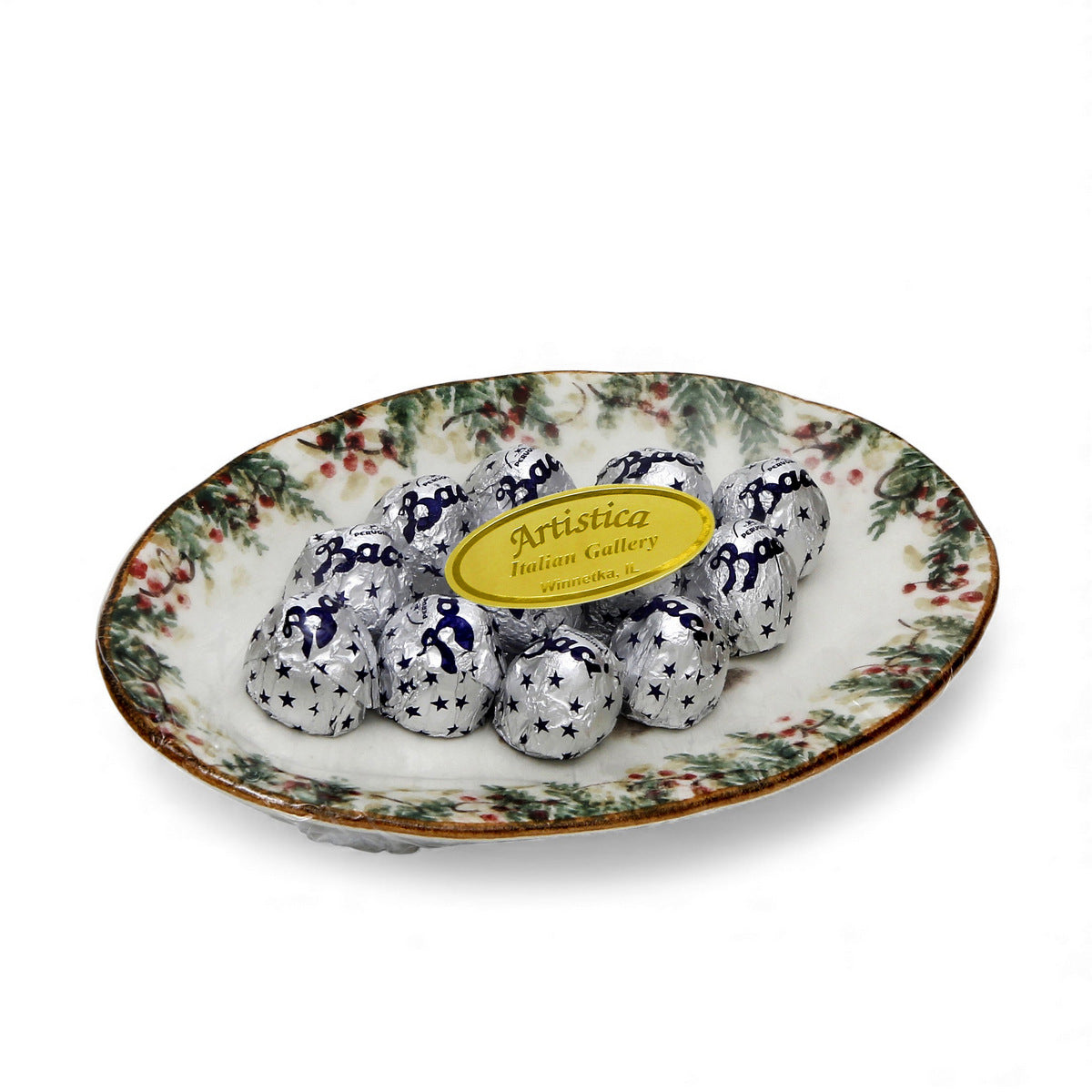 LOVE.ly: ARTE ITALICA Natale Small Oval Tray with 12 Baci Perugina