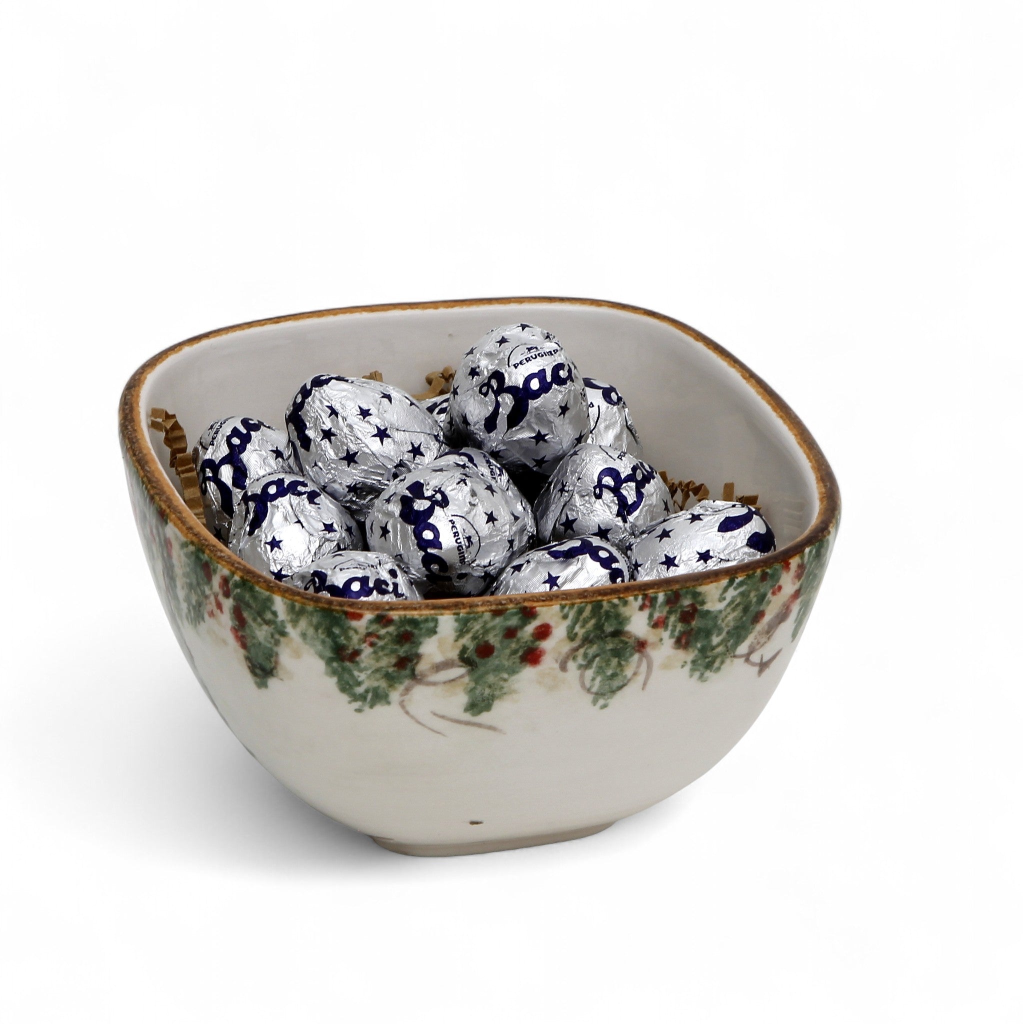 LOVE.ly: ARTE ITALICA Natale Square Cereal Bowl with 12 Baci Perugina
