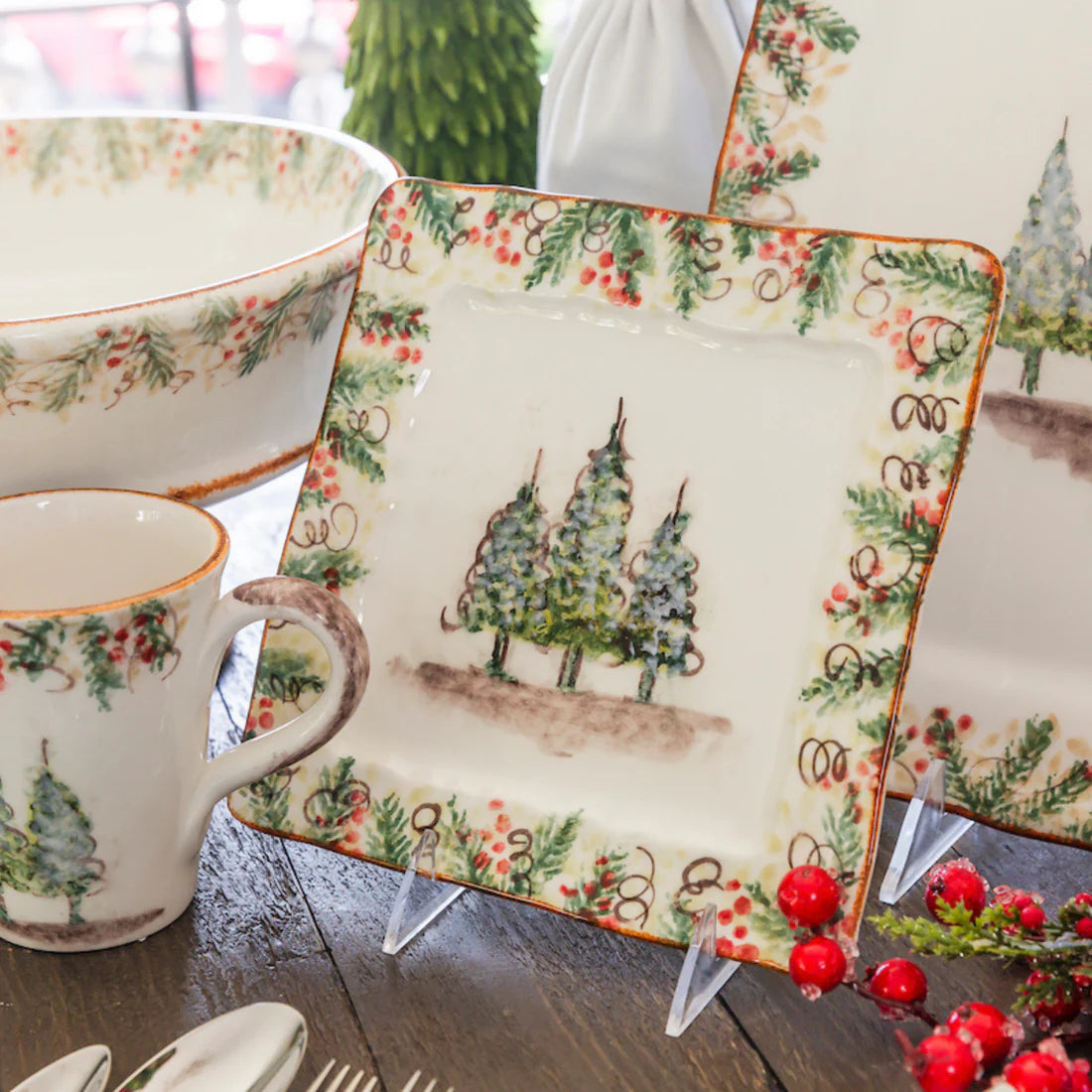 ARTE ITALICA: Natale Square Signed Platter - tops-selection.shop