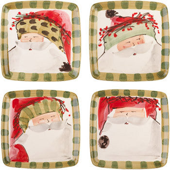 GIFT BOX CHRISTMAS: Green Gift Box with VIETRI Old St Nick Square Plates (Set of 4 pcs)